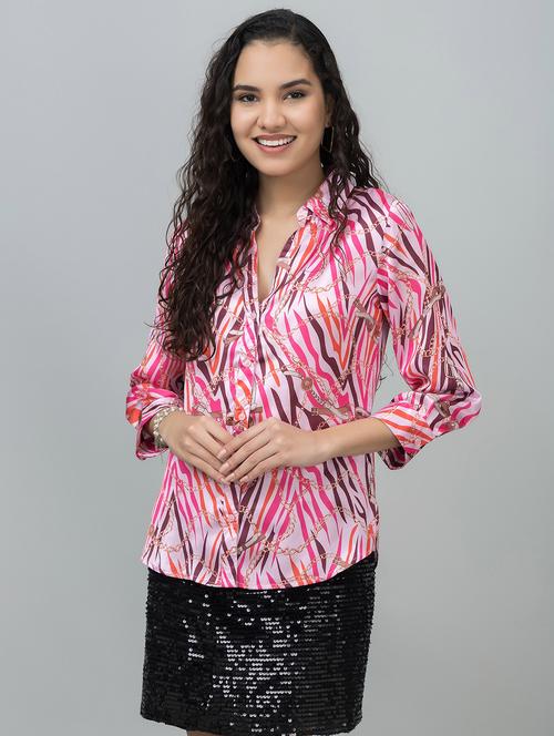 women printed three quarter sleeves regular fit shirt - 21854192 -  Standard Image - 0