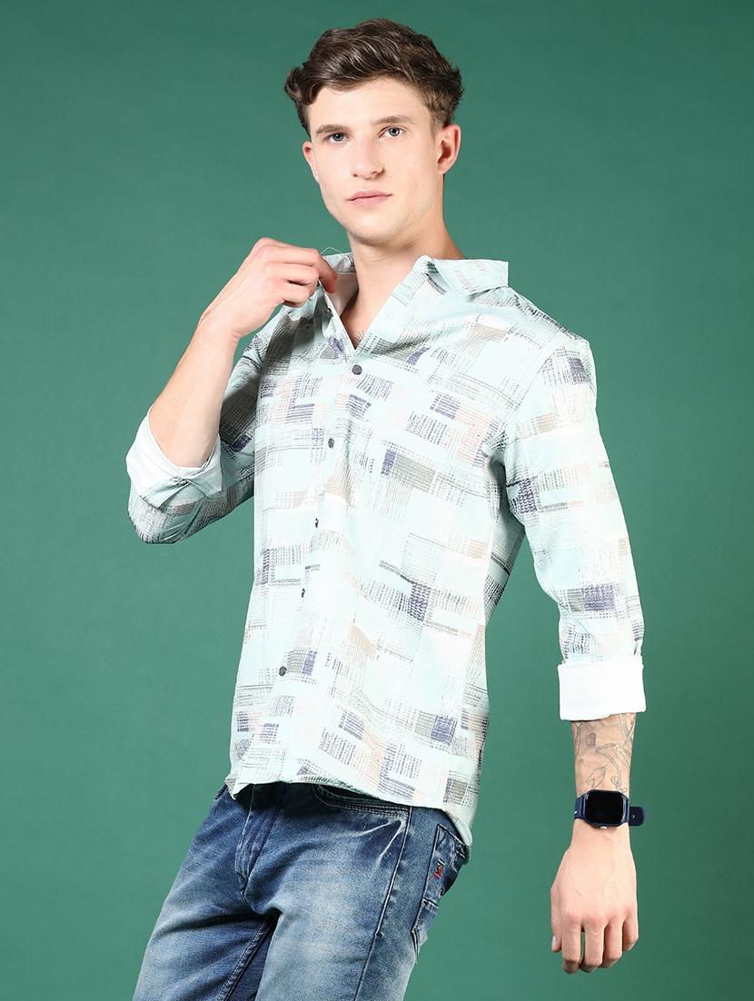 men green printed long sleeve regular fit casual shirt - 21854229 - Standard Image - 2