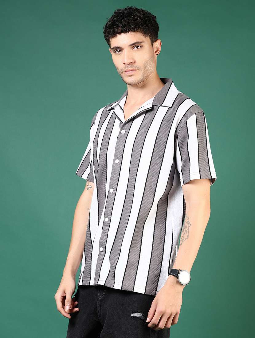 men grey stripes short sleeve regular fit t-shirt - 21854233 -  Standard Image - 2