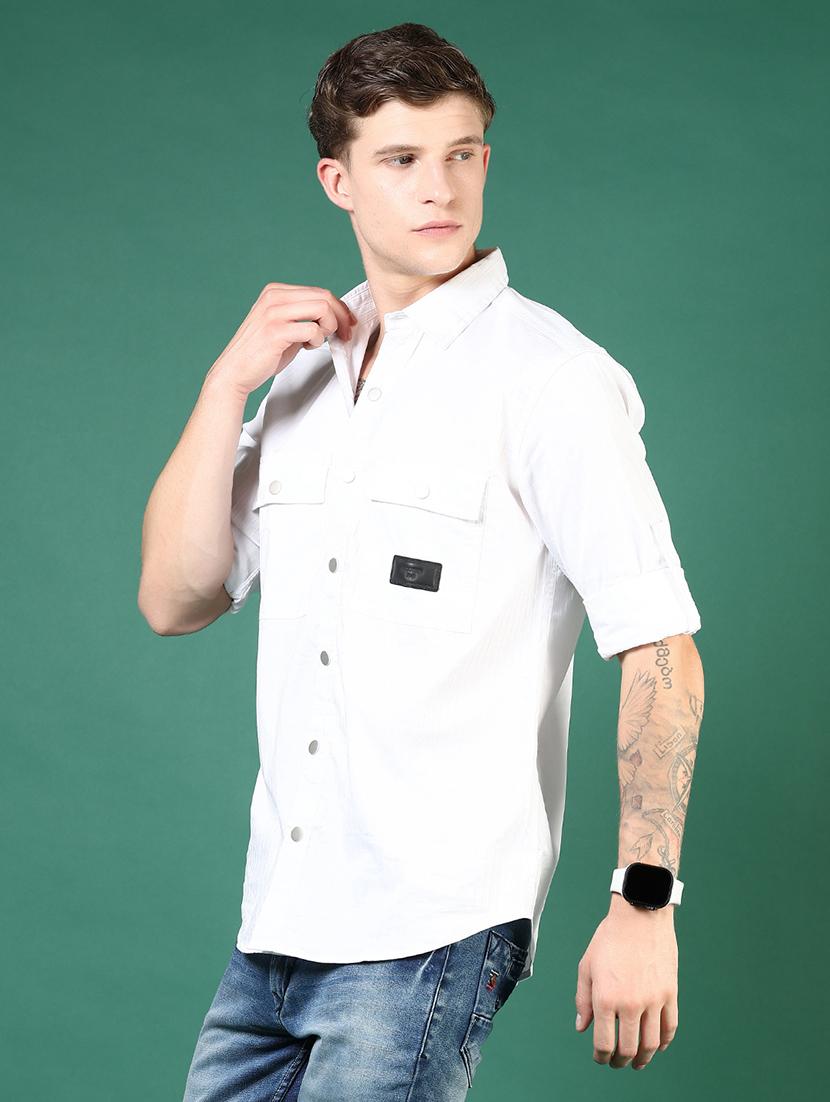 men white solid long sleeve regular fit casual shirt - 21854247 - Standard Image - 2