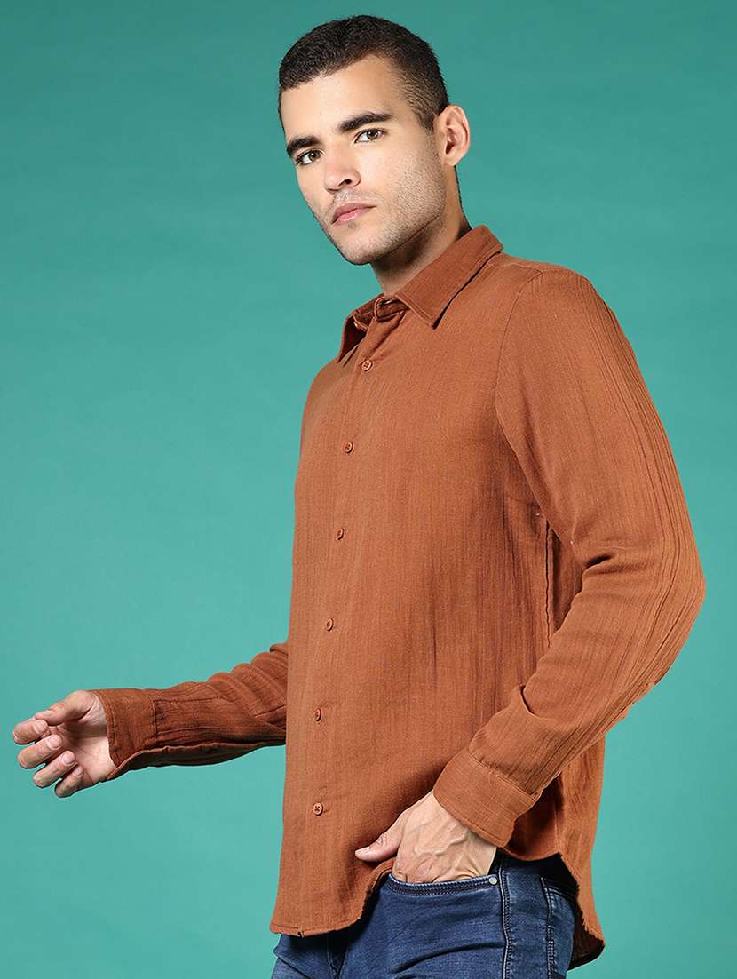 men solid long sleeve regular fit casual shirt - 21854279 - Standard Image - 2