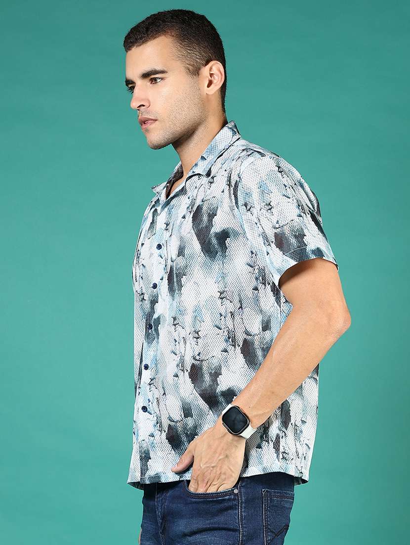 men printed short sleeve regular fit casual shirt - 21854283 -  Standard Image - 2