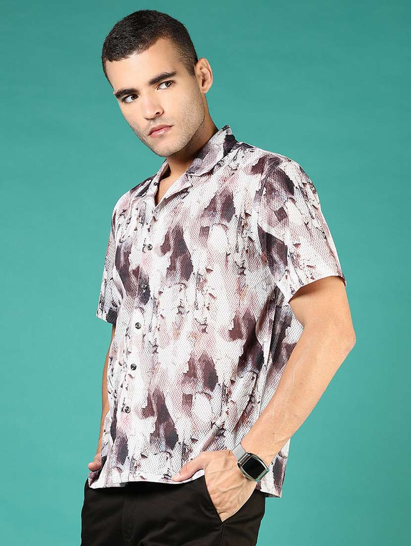 men printed short sleeve regular fit casual shirt - 21854286 -  Standard Image - 2