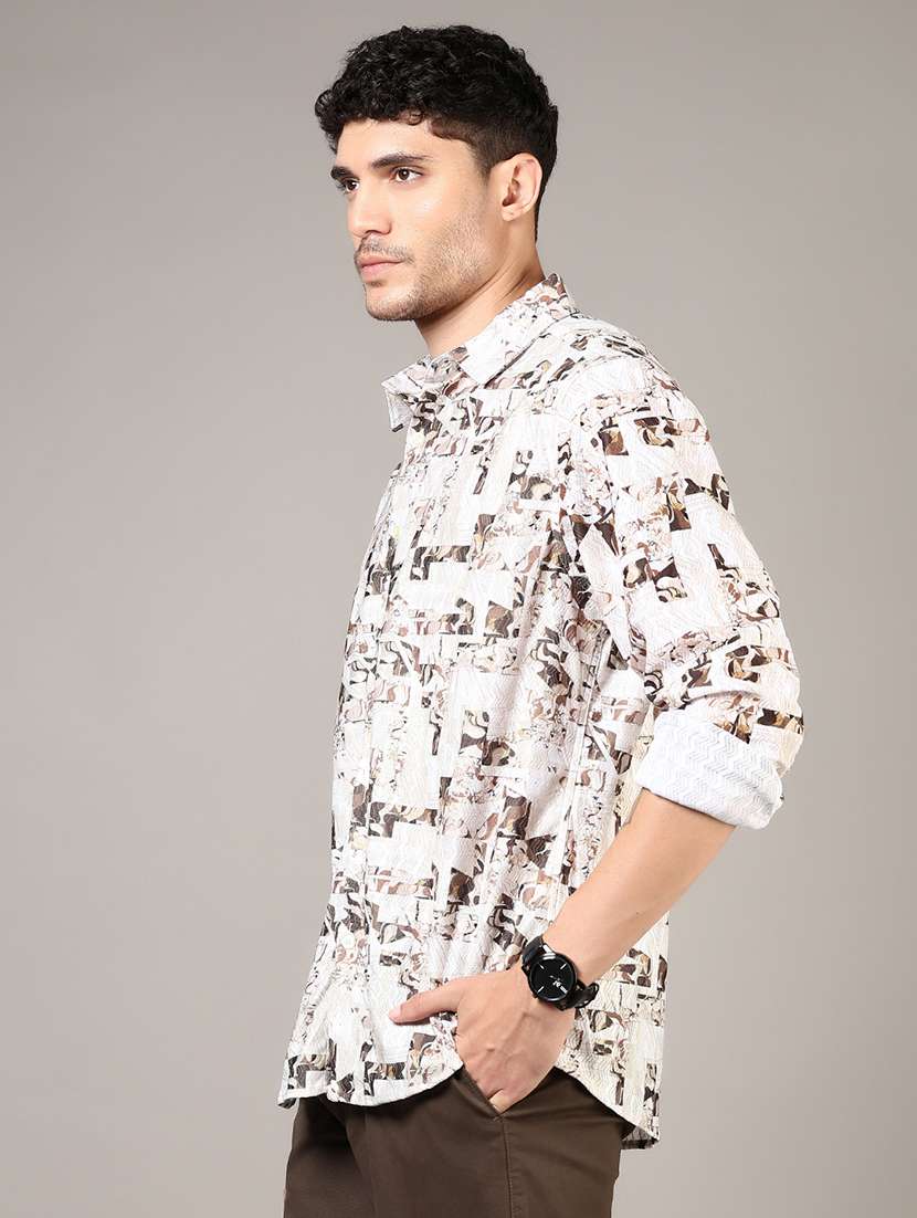 men printed long sleeve regular fit casual shirt - 21854289 -  Standard Image - 2