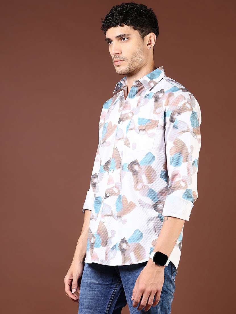 men printed collared long sleeve shirt - 21854296 -  Standard Image - 2