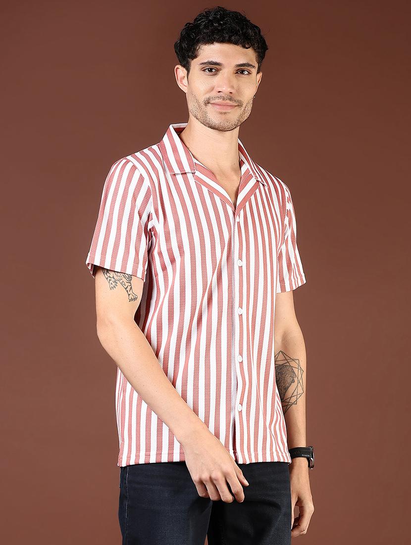 men striped short sleeve regular fit casual shirt - 21854307 - Standard Image - 2