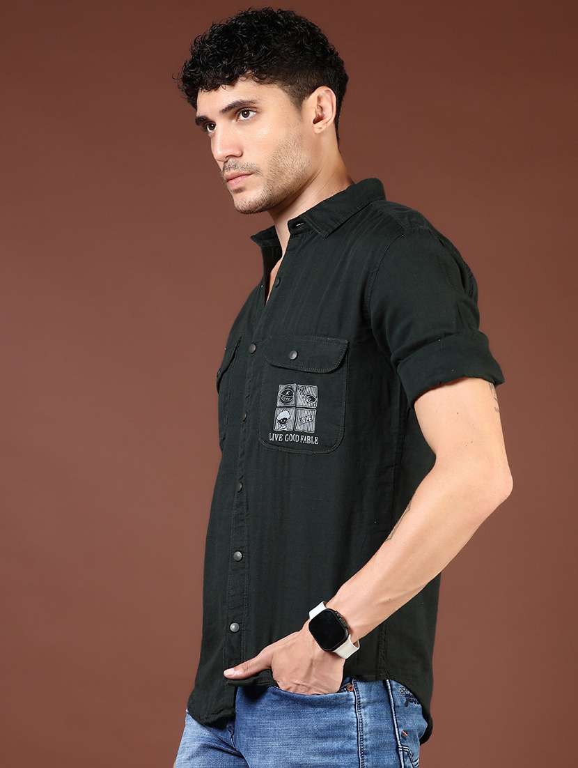 men back print collared short sleeve shirt - 21854315 -  Standard Image - 2