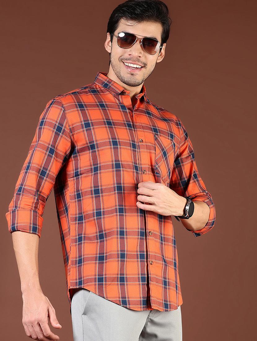 men checkered collared long sleeve shirt