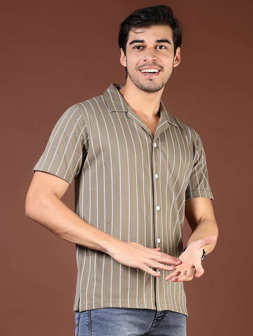 men striped short sleeve regular fit casual shirt - 21854323 -  Standard Image - 2