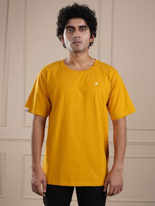 men yellow solid short sleeve regular fit t-shirt - 21854326 -  Standard Image - 0