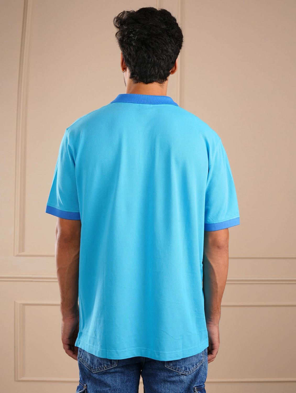 men blue solid short sleeve regular fit polo t-shirt - 21854335 - Standard Image - 2