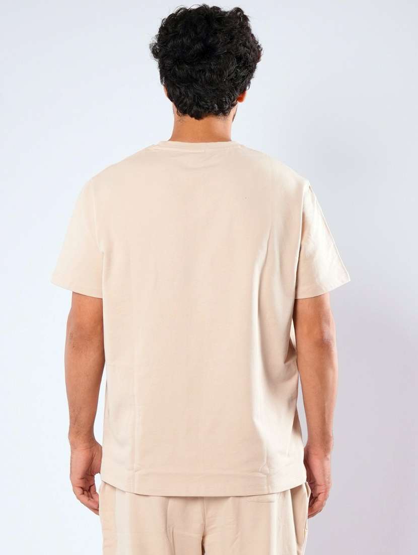 men beige solid short sleeve regular fit t-shirt - 21854358 - Standard Image - 2