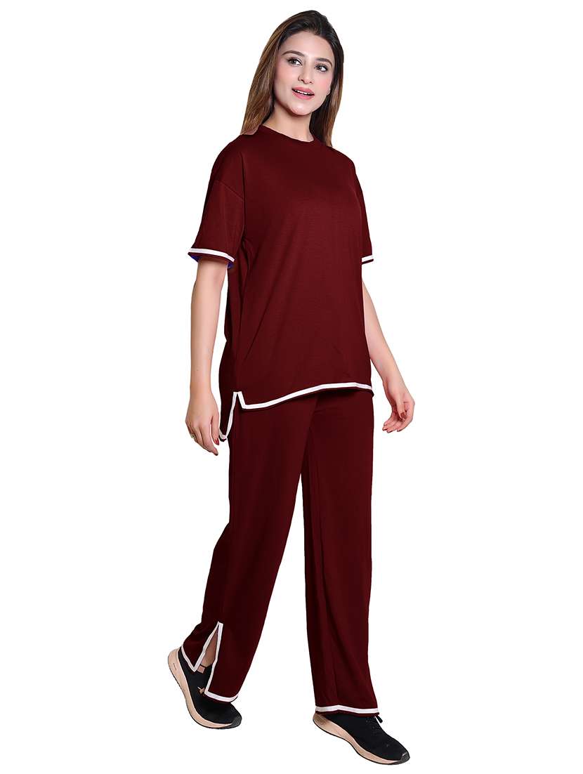 women solid top and trouser co-ord set - 21854363 -  Standard Image - 2