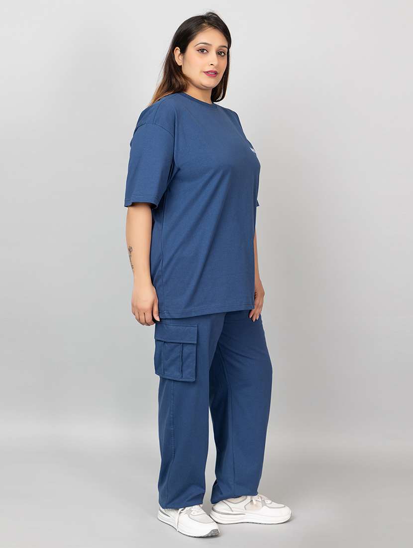 women solid t-shirt and trouser co-ord set - 21854367 -  Standard Image - 2