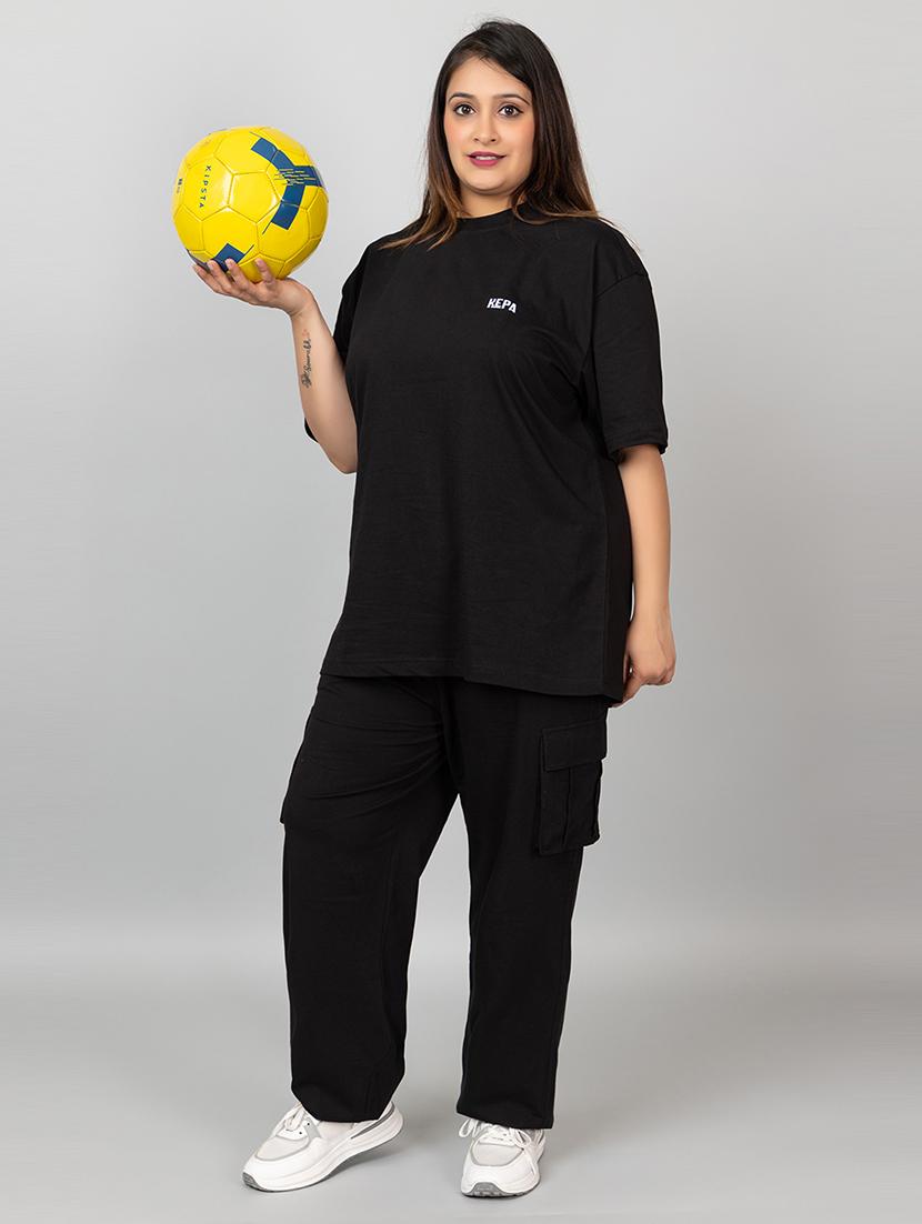 women solid t-shirt and trouser co-ord set - 21854368 - Zoom Image - 0
