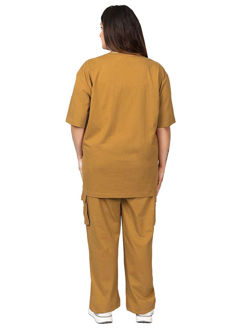 women solid t-shirt and trouser co-ord set - 21854369 -  Standard Image - 2