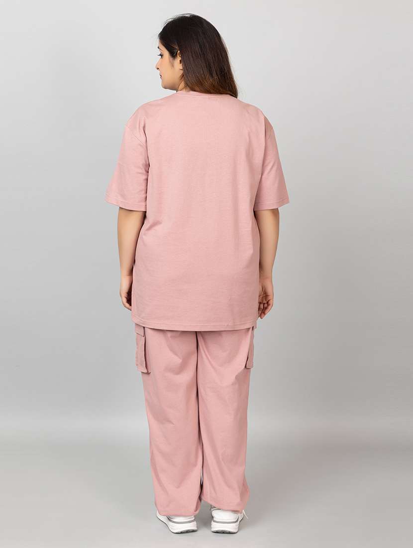 women solid t-shirt and trouser co-ord set - 21854370 -  Standard Image - 2