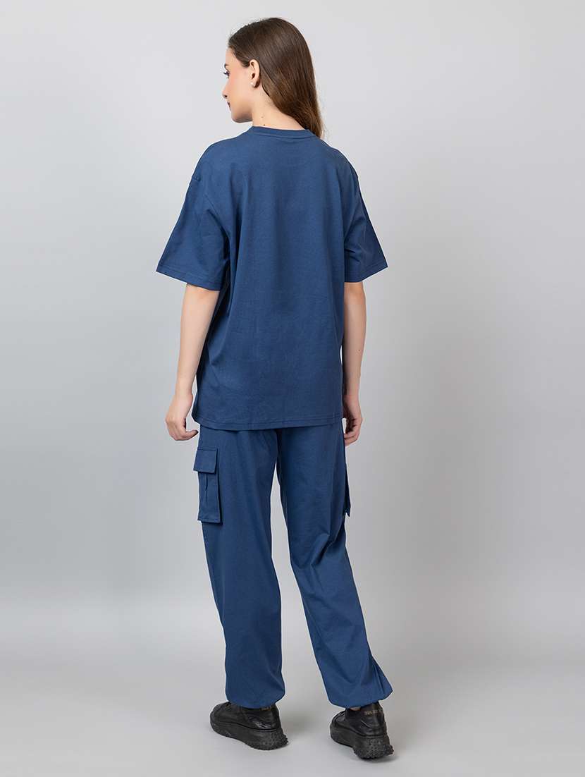 women solid t-shirt and jogger co-ord set - 21854373 -  Standard Image - 2