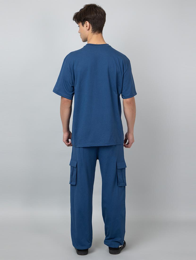 men solid short sleeve regular fit co-ord set - 21854394 - Standard Image - 2