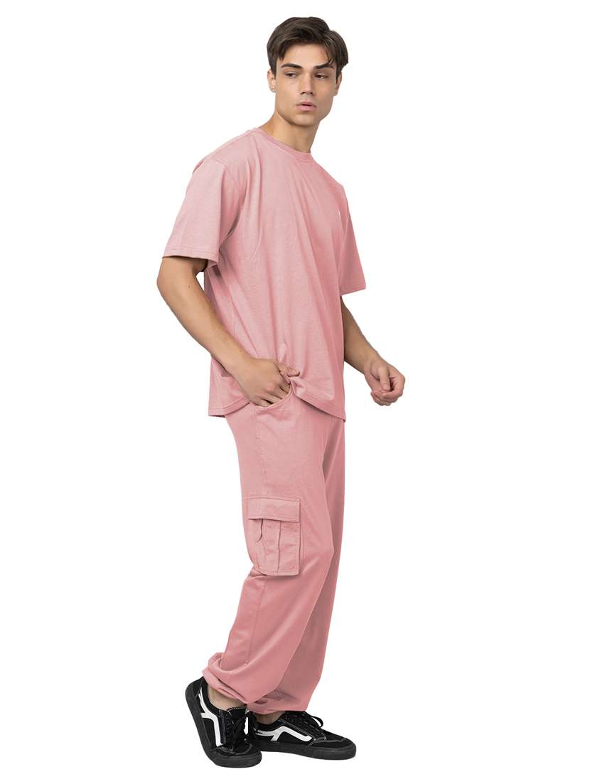 men solid short sleeve regular fit co-ord set - 21854398 -  Standard Image - 2
