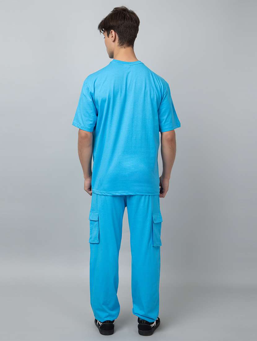 men solid short sleeve regular fit co-ord set - 21854400 - Standard Image - 2