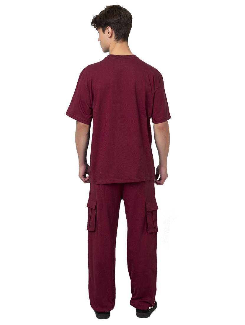men solid short sleeve regular fit co-ord set - 21854401 -  Standard Image - 2