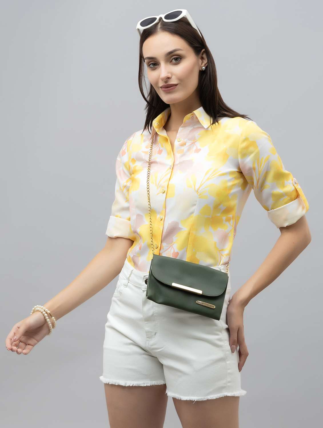 women printed collared regular shirt