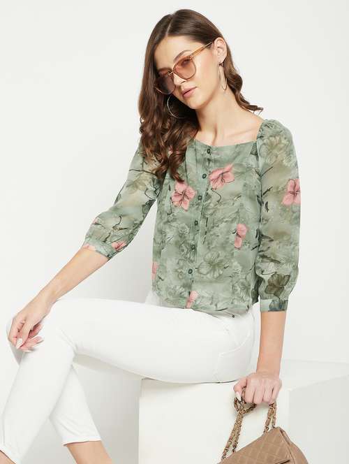 women floral printed puff sleeves top - 21854443 -  Standard Image - 0