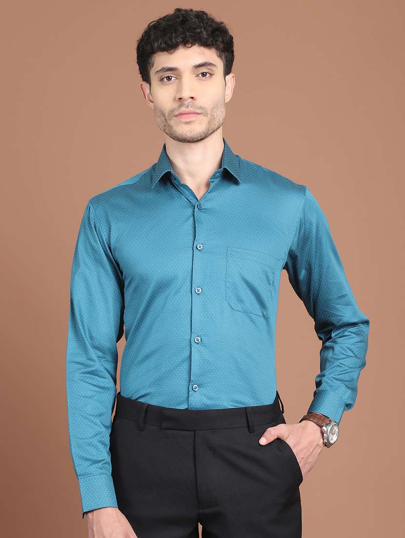 men polka dot long sleeve slim fit formal shirt - 21854516 -  Zoom Image - 0