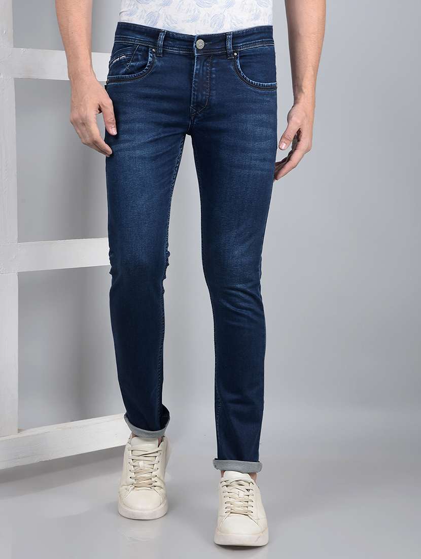 men mid rise full length denim jeans