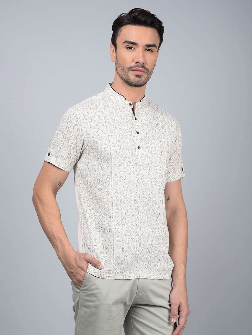 men printed short sleeve short kurta - 21854604 -  Standard Image - 2