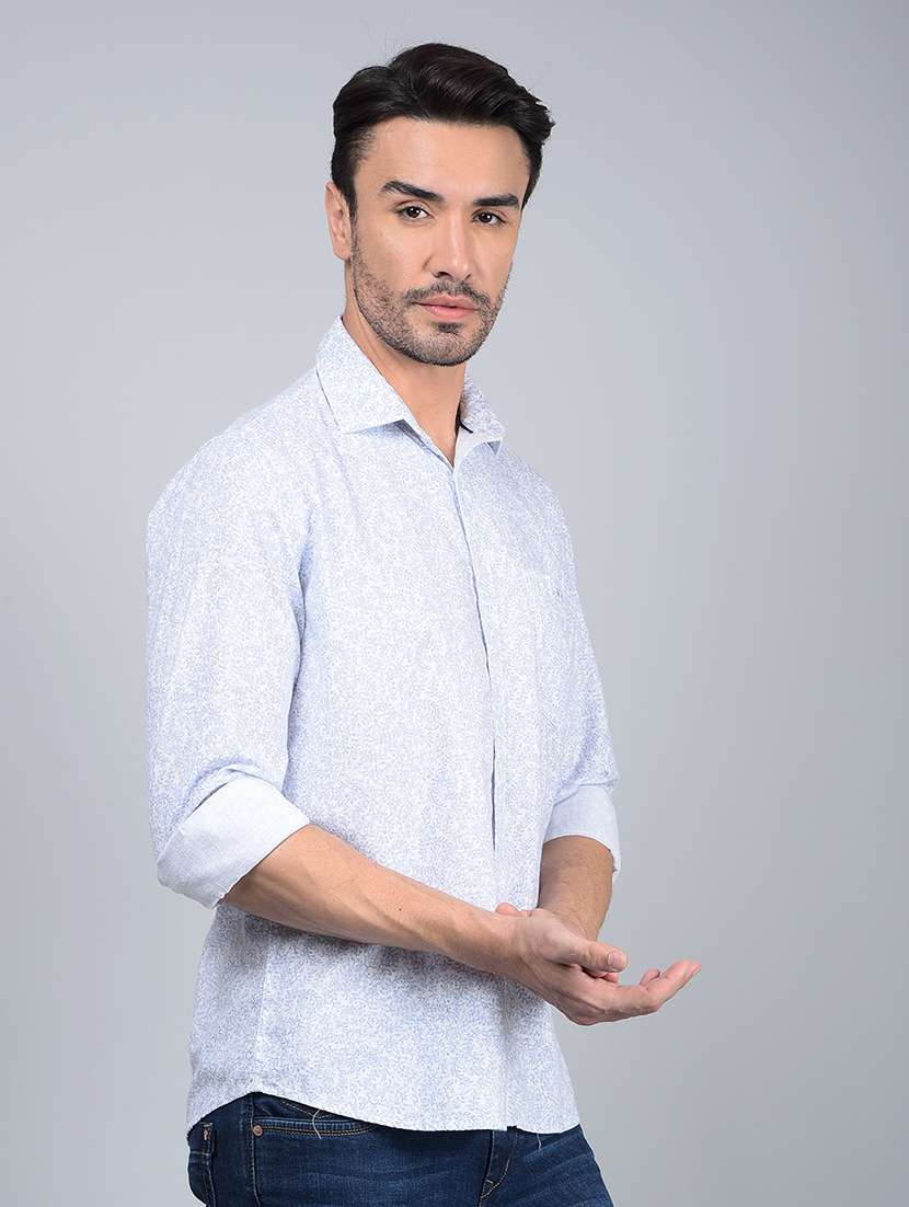 men printed long sleeve slim fit casual shirt - 21854627 -  Standard Image - 2