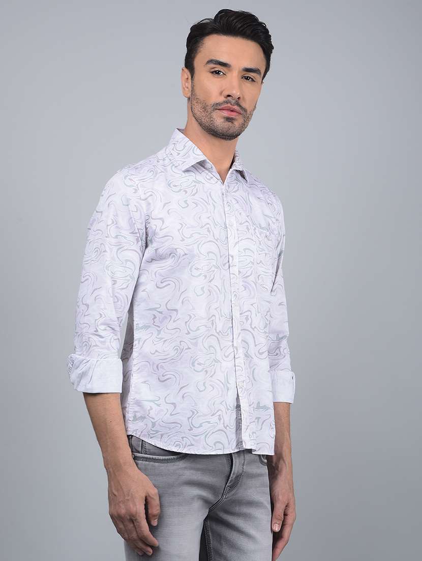 men abstract long sleeve slim fit casual shirt - 21854629 -  Standard Image - 2