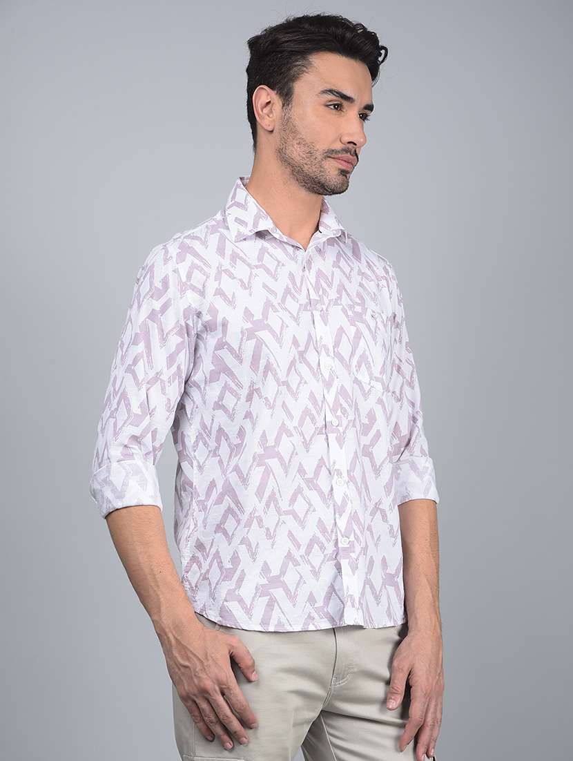men printed long sleeve slim fit casual shirt - 21854633 -  Standard Image - 2