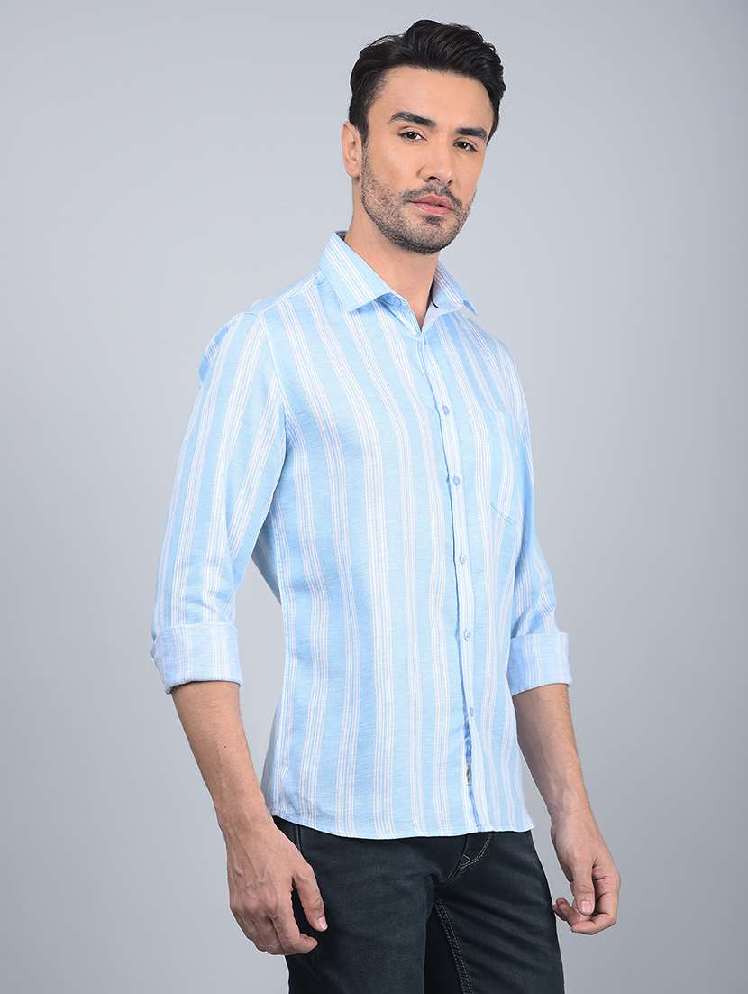 men stripes long sleeve slim fit casual shirt - 21854635 -  Standard Image - 2