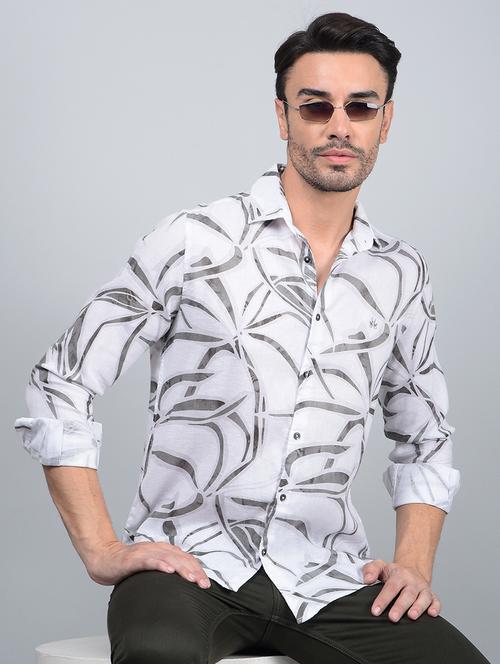 men printed long sleeve slim fit casual shirt - 21854641 -  Standard Image - 0