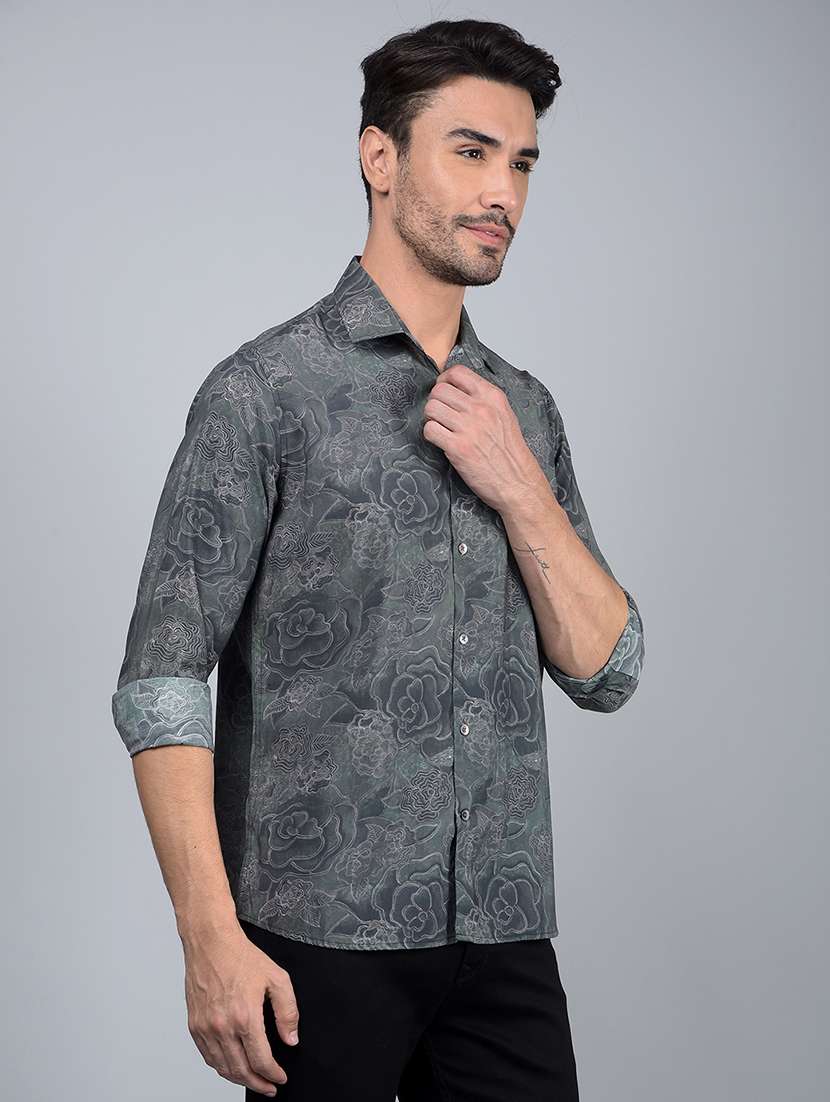 men floral long sleeve slim fit casual shirt - 21854642 - Standard Image - 2