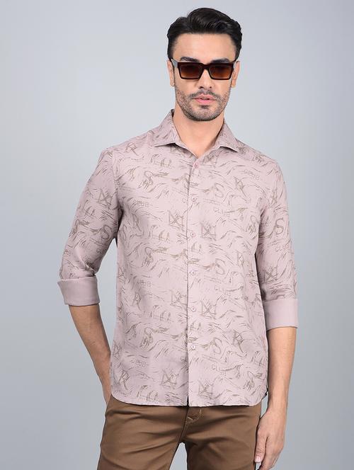 men printed long sleeve slim fit casual shirt - 21854648 - Standard Image - 0