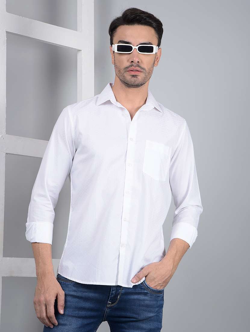 men self design long sleeve slim fit casual shirt