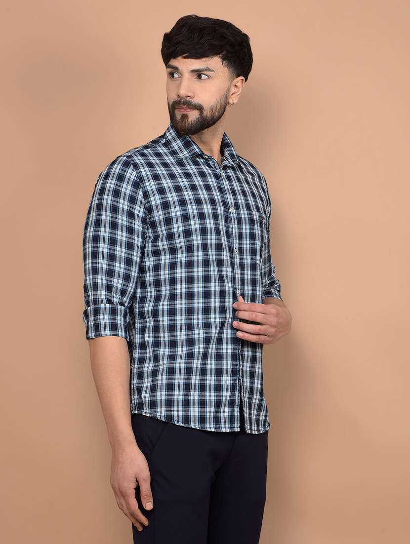 men checked long sleeve slim fit casual shirt  - 21854656 -  Standard Image - 2