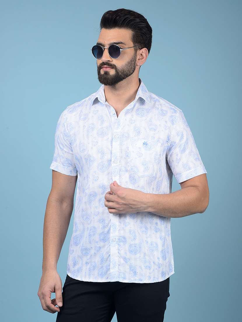 men floral short sleeve slim fit casual shirt 