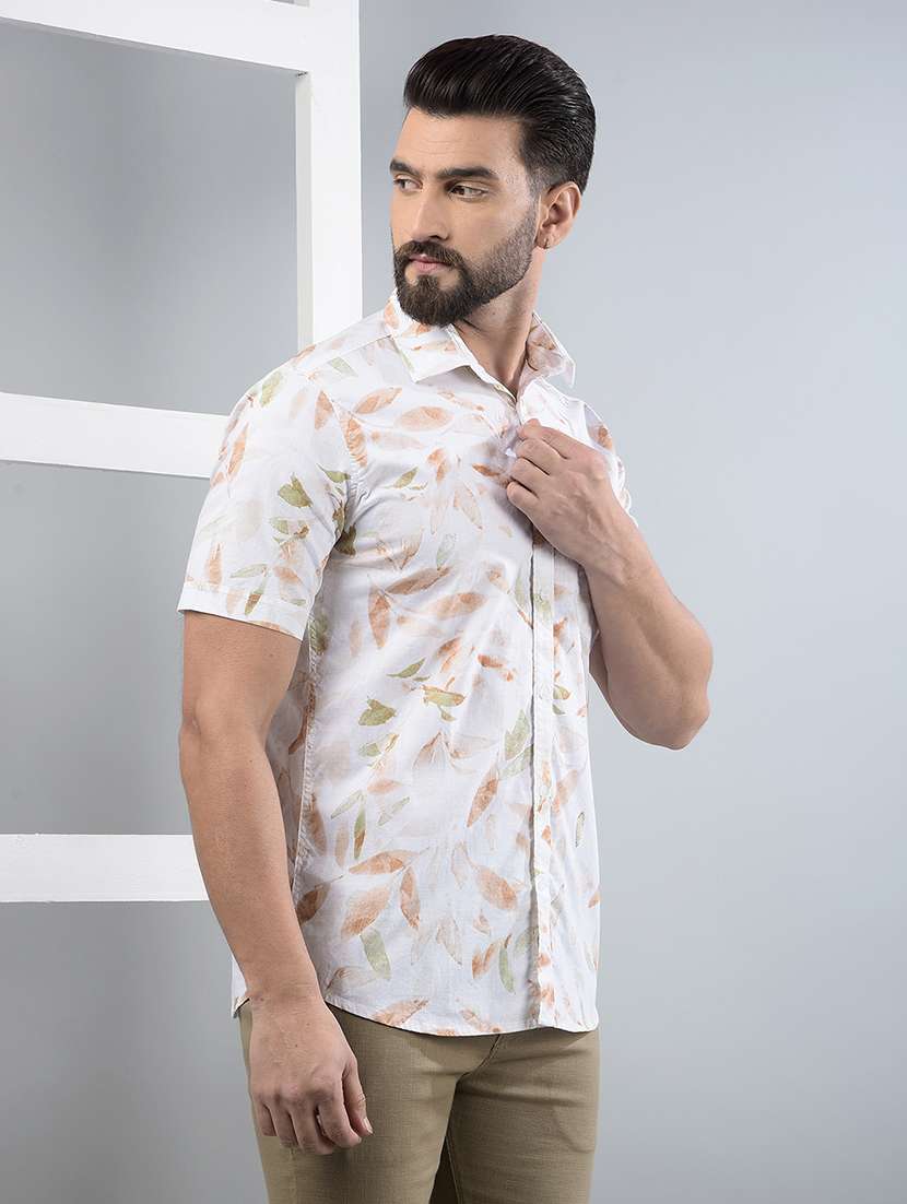 men floral short sleeve slim fit casual shirt - 21854691 - Standard Image - 2