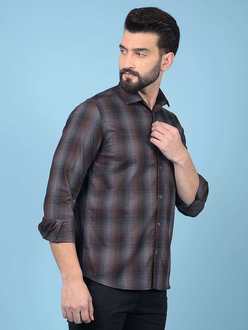 Men Checked Long Sleeve Slim Fit Casual Shirt - 21854694 -  Standard Image - 2