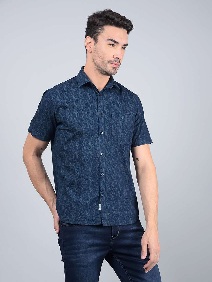 men printed short sleeve slim fit casual shirt  - 21854701 -  Standard Image - 2