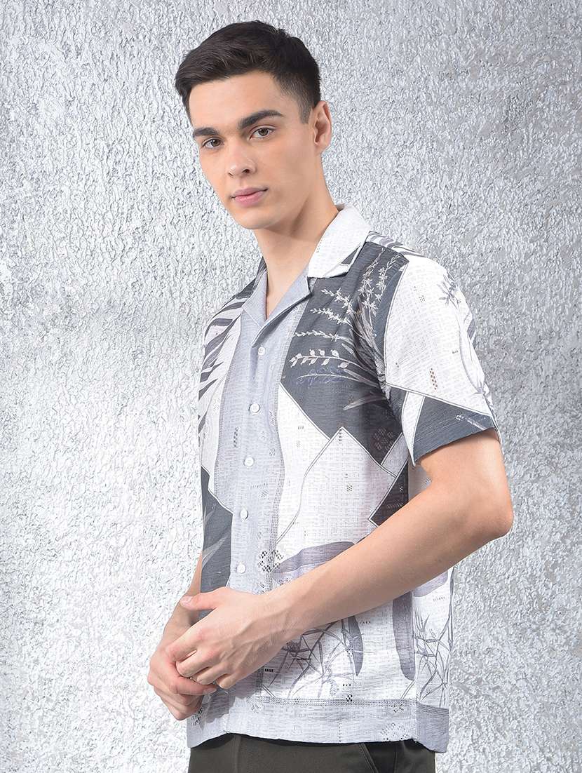 men graphic short sleeve slim fit casual shirt  - 21854703 -  Standard Image - 2