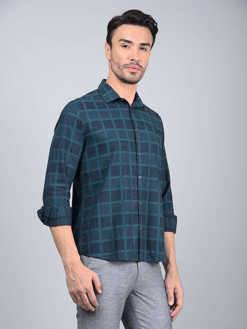men checked long sleeve slim fit casual shirt  - 21854713 -  Standard Image - 2
