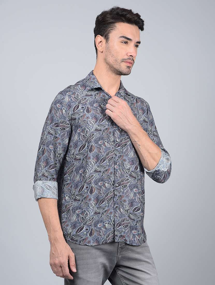 men floral long sleeve slim fit casual shirt  - 21854715 -  Standard Image - 2