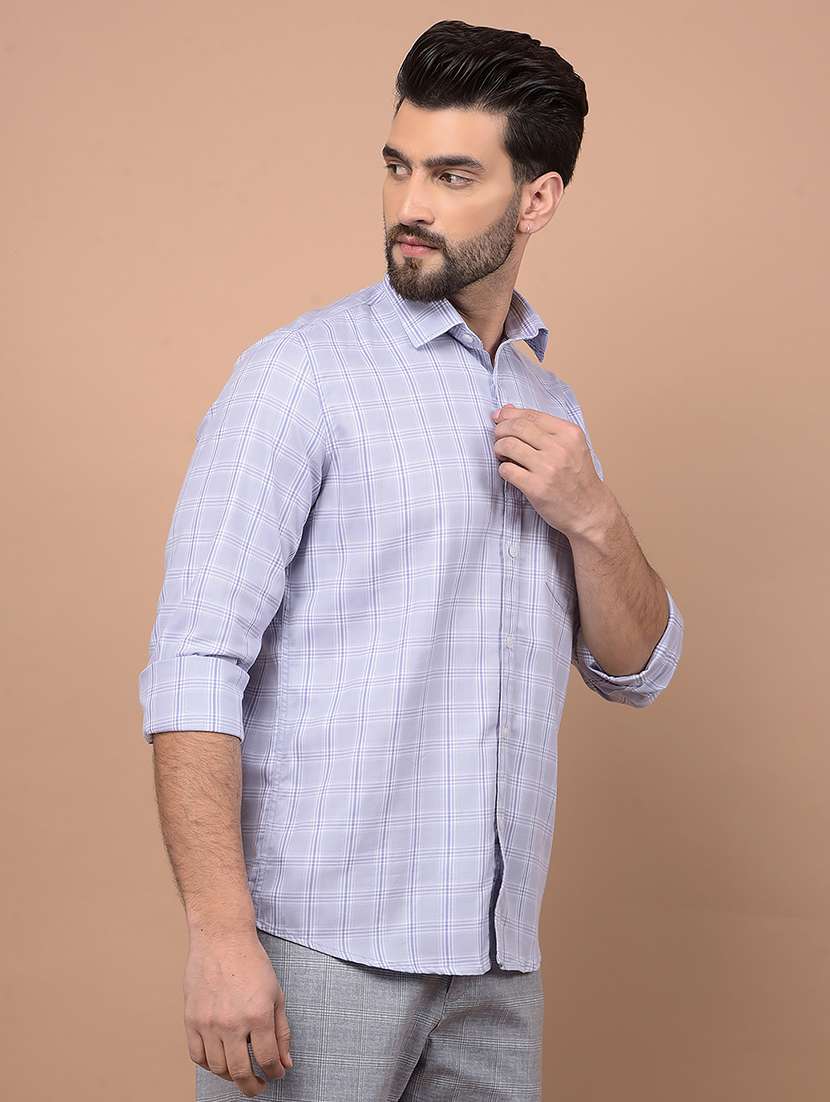 men checked long sleeve slim fit casual shirt  - 21854722 -  Standard Image - 2