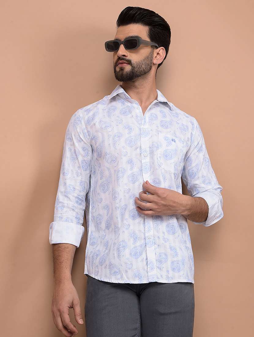 men floral long sleeve slim fit casual shirt 