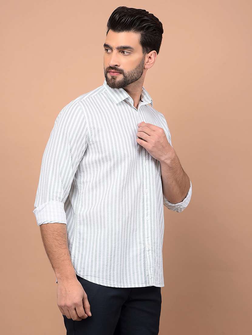 men stripes long sleeve slim fit casual shirt  - 21854728 -  Standard Image - 2
